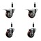Service Caster 3'' Maroon Poly Swivel 7/8'' Expanding Stem Caster Set 2 Total Lock Brakes, 4PK SCC-EXTTL20S314-PPUB-MRN-2-S-2-78 - alternate 1